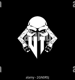 UI Monogram ESport Gaming with Skull Mask Shape Style Vector Stock Vector