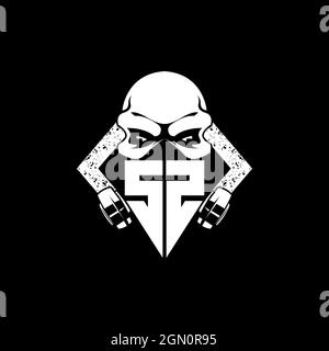 SZ Monogram ESport Gaming with Skull Mask Shape Style Vector Stock Vector