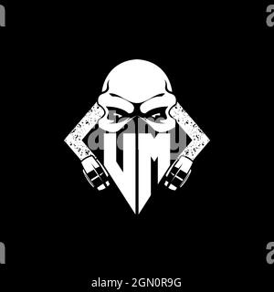 UM Monogram ESport Gaming with Skull Mask Shape Style Vector Stock Vector
