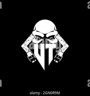 UT Monogram ESport Gaming with Skull Mask Shape Style Vector Stock Vector