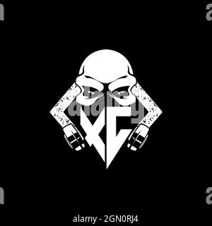 XC Monogram ESport Gaming with Skull Mask Shape Style Vector Stock Vector