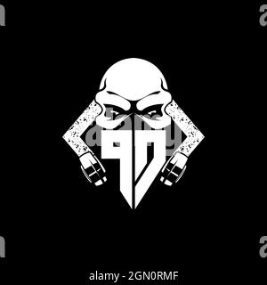 PD Monogram ESport Gaming with Skull Mask Shape Style Vector Stock Vector