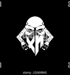 XN Monogram ESport Gaming with Skull Mask Shape Style Vector Stock Vector