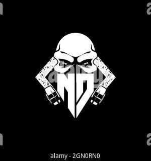 ND Monogram ESport Gaming with Skull Mask Shape Style Vector Stock Vector