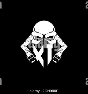 XI Monogram ESport Gaming with Skull Mask Shape Style Vector Stock Vector