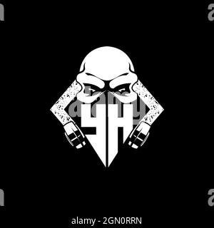 YH Monogram ESport Gaming with Skull Mask Shape Style Vector Stock Vector