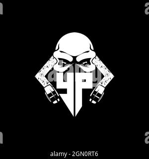YP Monogram ESport Gaming with Skull Mask Shape Style Vector Stock Vector