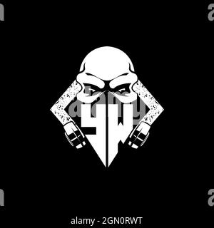 YW Monogram ESport Gaming with Skull Mask Shape Style Vector Stock Vector