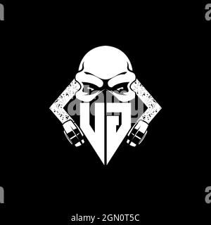 UG Monogram ESport Gaming with Skull Mask Shape Style Vector Stock Vector