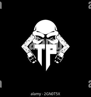 TP Monogram ESport Gaming with Skull Mask Shape Style Vector Stock Vector