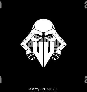 UU Monogram ESport Gaming with Skull Mask Shape Style Vector Stock Vector