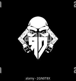 RD Monogram ESport Gaming with Skull Mask Shape Style Vector Stock Vector