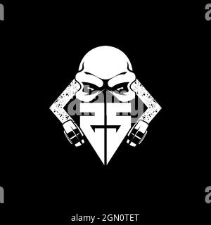ZS Monogram ESport Gaming with Skull Mask Shape Style Vector Stock Vector