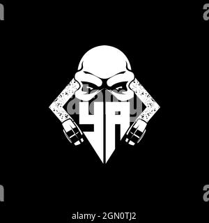 YA Monogram ESport Gaming with Skull Mask Shape Style Vector Stock Vector