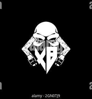 XB Monogram ESport Gaming with Skull Mask Shape Style Vector Stock Vector