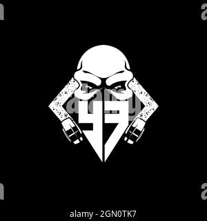 YF Monogram ESport Gaming with Skull Mask Shape Style Vector Stock Vector