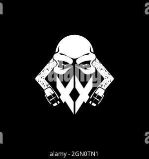XX Monogram ESport Gaming with Skull Mask Shape Style Vector Stock Vector