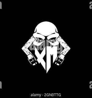 XM Monogram ESport Gaming with Skull Mask Shape Style Vector Stock Vector