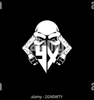 YX Monogram ESport Gaming with Skull Mask Shape Style Vector Stock Vector