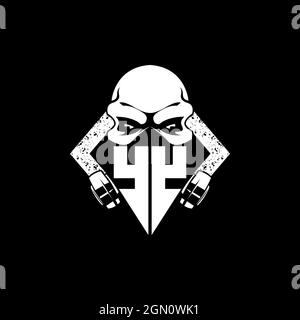YY Monogram ESport Gaming with Skull Mask Shape Style Vector Stock Vector