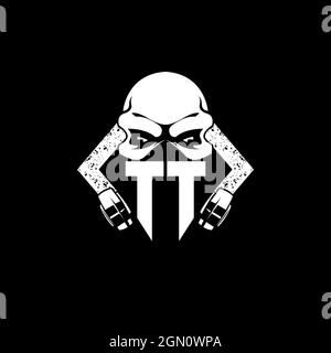TT Monogram ESport Gaming with Skull Mask Shape Style Vector Stock Vector