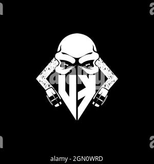 UK Monogram ESport Gaming with Skull Mask Shape Style Vector Stock Vector