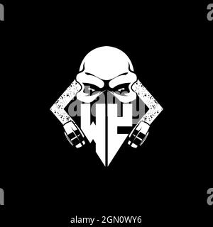 WY Monogram ESport Gaming with Skull Mask Shape Style Vector Stock Vector