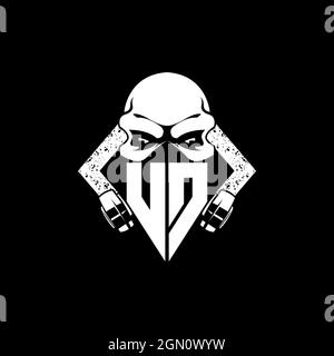 UD Monogram ESport Gaming with Skull Mask Shape Style Vector Stock Vector