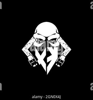 XK Monogram ESport Gaming with Skull Mask Shape Style Vector Stock Vector