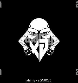 XG Monogram ESport Gaming with Skull Mask Shape Style Vector Stock Vector
