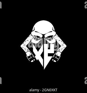 XY Monogram ESport Gaming with Skull Mask Shape Style Vector Stock Vector