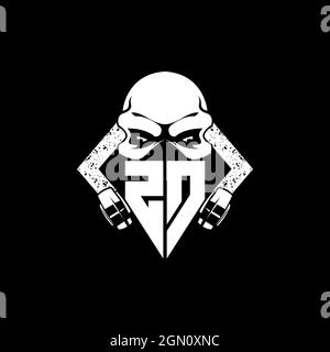 ZD Monogram ESport Gaming with Skull Mask Shape Style Vector Stock Vector