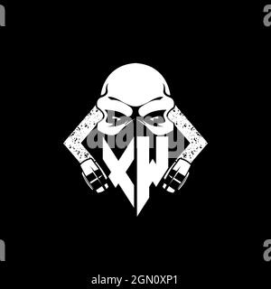 XW Monogram ESport Gaming with Skull Mask Shape Style Vector Stock Vector