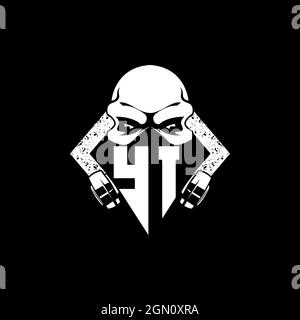 YI Monogram ESport Gaming with Skull Mask Shape Style Vector Stock Vector
