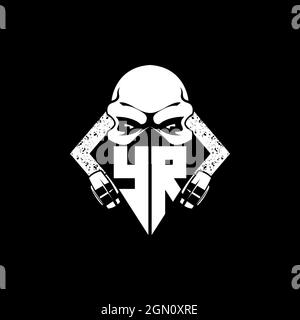 YR Monogram ESport Gaming with Skull Mask Shape Style Vector Stock Vector