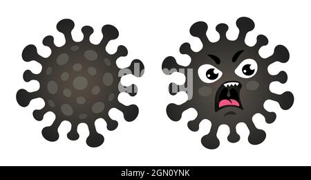 Vector set icons of coronavirus. Vector illustration of angry coronavirus. Stop Coronavirus. Stock Vector