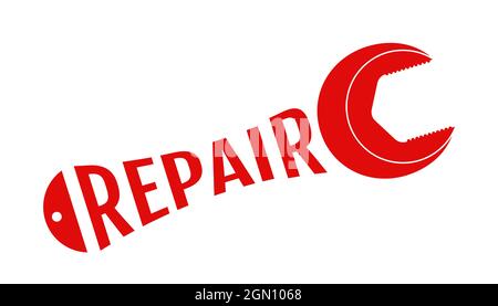 Vector icon of repair tool. Vector emblem of wrench sign for repair. Stock Vector