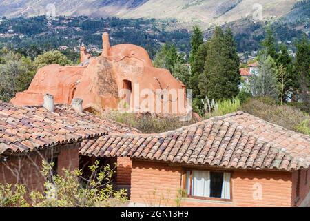 Terracotta house in Villa de Leyva, Colombia Stock Photo