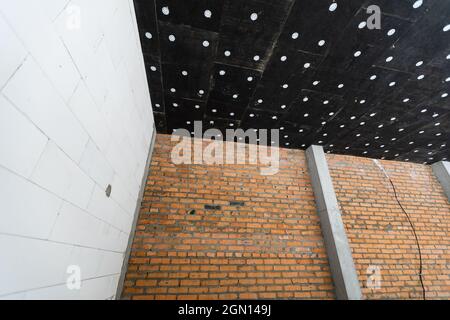 construction of installed in the sloping ceiling of a house. Stock Photo
