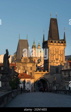 Lesser Town Bridge Tower, St. Nicholas Church, Prague, Czech Republic Stock Photo