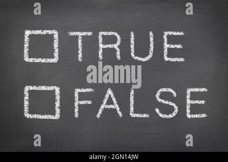 Diagram on written on a chalkboard to check mark true or false of any ...