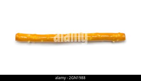 Single Pretzel Stick Cut Out on White. Stock Photo