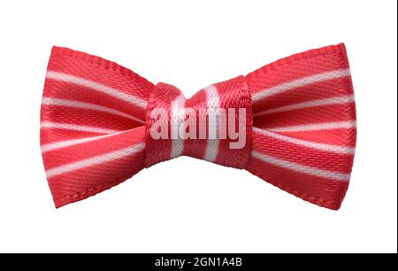 Striped Red Bow Tie Cut Out on White. Stock Photo