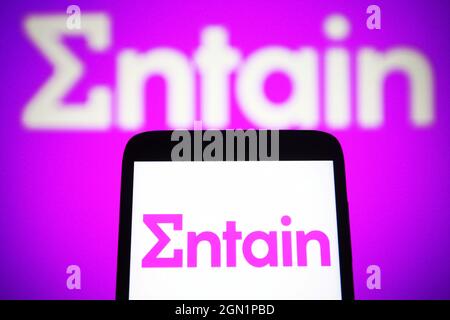 Ukraine. 21st Sep, 2021. In this photo illustration an Entain plc logo is seen on a smartphone and a pc screen. (Credit Image: © Pavlo Gonchar/SOPA Images via ZUMA Press Wire) Stock Photo