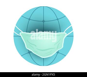 Vector illustration of Earth planet with medical mask for Earth day. Earth day 22 april. We love our planet. Stock Vector