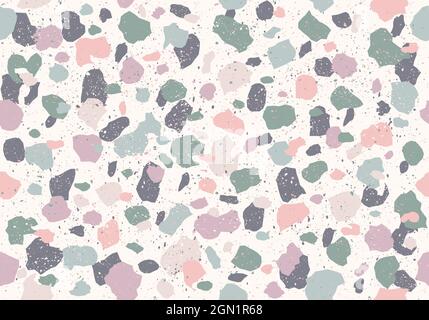 Vintage vector seamless terrazzo pattern in retro style. Retro colorful pattern with terrazzo texture. Vintage vector stone texture. Stock Vector