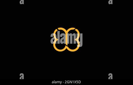 LETTER B AND BUTTERFLY LOGO DESIGN WITH NEGATIVE SPACE EFFECT Stock Vector