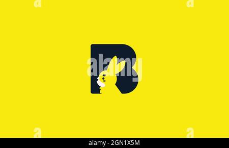 LETTER B AND BUNNY LOGO DESIGN WITH NEGATIVE SPACE EFFECT Stock Vector