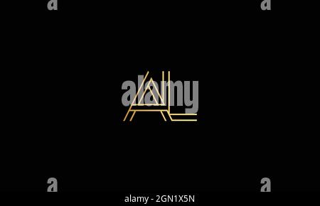 LETTERS AL LOGO DESIGN WITH LINE ART FOR ILLUSTRATION USE Stock Vector