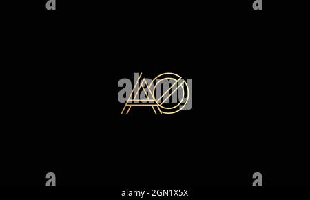 LETTER AO LOGO DESIGN WITH LINE ART FOR ILLUSTRATION USE Stock Vector